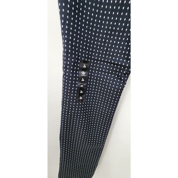 New NWT Express The Editor Pants Size 2R Navy Blue White Office Casual Diamond - Picture 5 of 10
